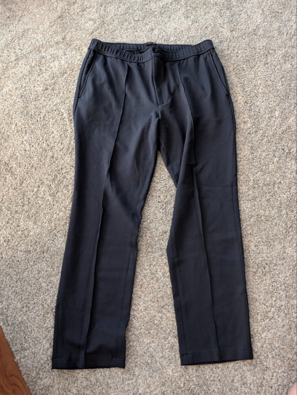 Quince Stretch Knit Pintuck Trouser Navy Blue Size L